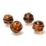 Czech Glass Lampwork Bead - Round 12MM COPPER WRAP TOPAZ