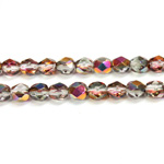 Czech Glass Fire Polish Bead - Round 06MM 1/2 Coated CRYSTAL/SANTANDER