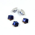 Glass Flat Back 3/4 Cube Hexagon 06MM BERMUDA BLUE Foiled