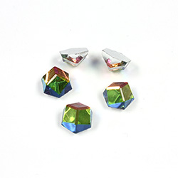 Glass Flat Back 3/4 Cube Hexagon 08MM VITRAIL MEDIUM Foiled
