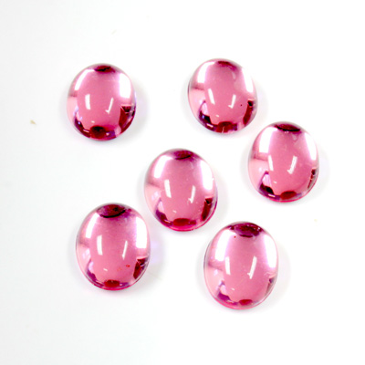 Plastic Flat Back Foiled Cabochon - Oval 10x8MM ROSE