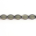 Glass Fire Polished Table Cut Window Bead - Oval 12x8MM BLACK DIAMOND with METALLIC COATING