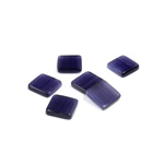 Fiber-Optic Flat Back Buff Top Straight Side Stone - Square 08x8MM CAT'S EYE BLUE