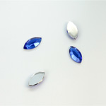 Plastic Flat Back Foiled Rose Cut Rhinestone - Navette 10x5MM SAPPHIRE