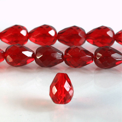 Czech Glass Fire Polish Bead - Pear 13x10MM RUBY