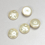 Glass Cabochon Baroque Top Pearl Dipped - Round 12MM WHITE