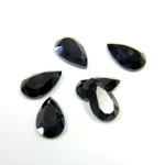 Gemstone Flat Back Stone with Faceted Top and Table - Pear 10x6MM BLACK ONYX