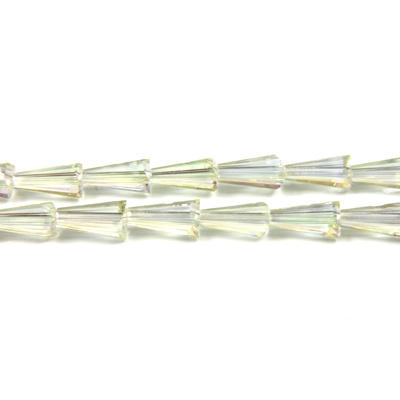 Chinese Cut Crystal Bead - Fancy Cone 08x4MM CRYSTAL AB