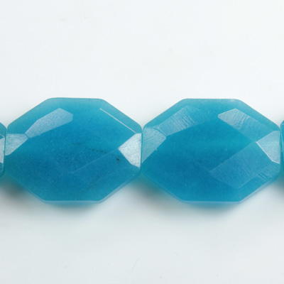 Gemstone Bead - Faceted Octagon 25x20MM Dyed QUARTZ Col. 30 AQUA