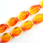 Czech Pressed Glass Bead - Flat Oval 16x11MM ORANGE-YELLOW 64815