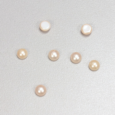 Glass Medium Dome Cabochon Pearl Spray Finish - Round 05MM LT ROSE