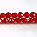 Czech Glass Fire Polish Bead - Round 08MM RUBY