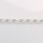 Linked Bead Chain Rosary Style with Glass Fire Polish Bead - Round 3MM CRYSTAL-SILVER