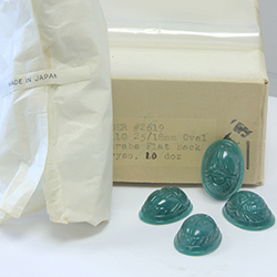Japanese Glass Scarab Flat Back Stones - Oval 25x18MM Chrysophrase