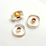 Plastic Bead - Color Lined Smooth Large Hole - Round 5x14MM CRYSTAL CARMEL LINE