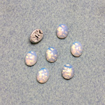 German Glass Medium Dome Foiled Cabochon - Oval 08x6MM WHITE PINFIRE OPAL