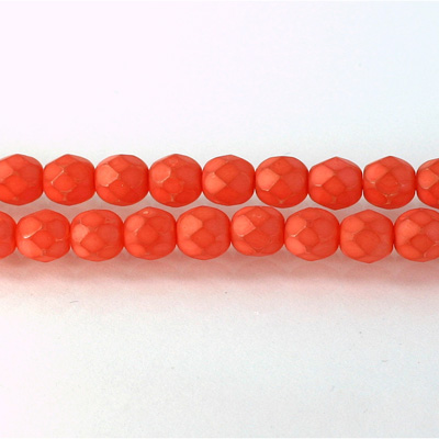 Czech Glass Fire Polish Bead - Round 06MM MATTE ORANGE 43488