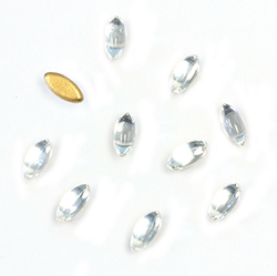 Glass Medium Dome Foiled Cabochon - Navette 06x3MM CRYSTAL

