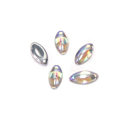 Glass Medium Dome Foiled Cabochon - Navette 10x5MM ROSALINE AB