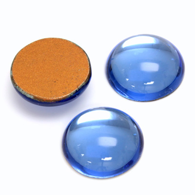 Glass Medium Dome Foiled Cabochon - Round 18MM LT SAPPHIRE