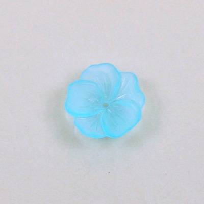 German Plastic Flower with Center Hole - 5-Petal Round 14MM MATTE AQUA