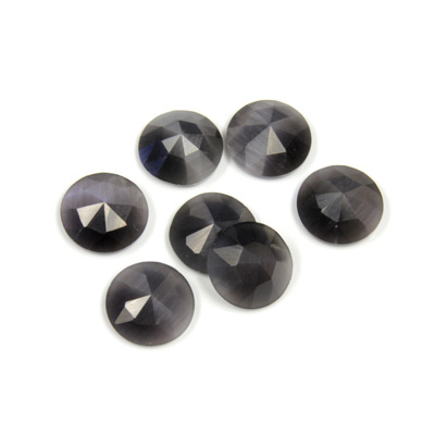 Fiber-Optic Flat Back Cabochon - Rauten Rose Round 09MM CAT'S EYE GREY