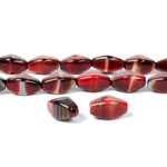 Czech Pressed Glass Bead - Lantern 11x7MM TIGEREYE RED