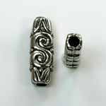 Metalized Plastic Engraved Bead - Fancy 25x9MM ANT SILVER