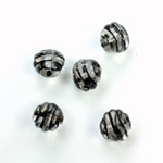 Czech Pressed Glass Engraved Bead - 09x8MM BLACK ON CRYSTAL