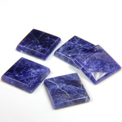 Gemstone Flat Back Single Bevel Buff Top Stone - Square 12x12MM SODALITE