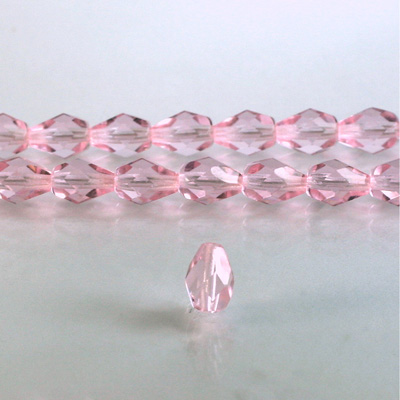 Czech Glass Fire Polish Bead - Pear 08x6MM LT PINK