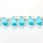 Fiber-Optic Faceted Pendant - Pear 10x6MM CAT'S EYE AQUA