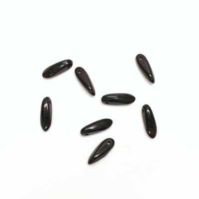 Czech Pressed Glass Pendant - Spear 11x3MM JET