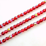 Czech Pressed Glass Bead - Smooth Round 04MM RUBY AB