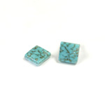 Glass Low Dome Buff Top Cabochon - Lampwork Square 08x8MM TURQUOISE MATRIX