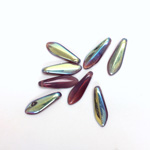 Czech Pressed Glass Pendant - Spear 16x5MM PURPLE OPAL AB