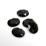 Gemstone Flat Back Stone with Faceted Top and Table - Oval 10x8MM BLACK ONYX