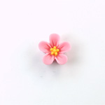 Plastic Carved No-Hole Flower - StarShape 14MM 14MM MATTE PINK with YELLOW CENTER