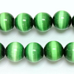 Fiber-Optic Synthetic Bead - Cat's Eye Smooth Round 12MM CAT'S EYE GREEN