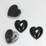 Plastic Flat Back Opaque Cabochon - Heart 15.5MM JET