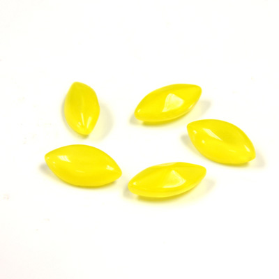 Glass Point Back Buff Top Stone Opaque Doublet - Navette 10x5MM YELLOW MOONSTONE