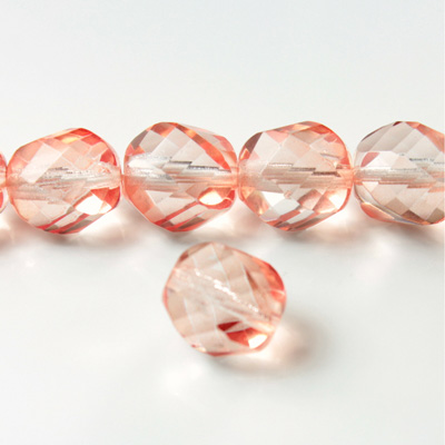 Czech Glass Fire Polished Bead - Twisted 12MM COATED ROSALINE