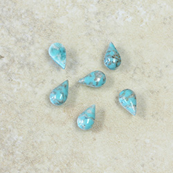 Glass Medium Dome Lampwork Cabochon - Pear 08x5MM TURQUOISE MATRIX (03191)