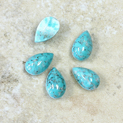 Glass Medium Dome Lampwork Cabochon - Pear 13x8MM TURQUOISE MATRIX (03191)