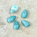 Glass Medium Dome Lampwork Cabochon - Pear 13x8MM TURQUOISE MATRIX (03191)