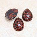 Glass Medium Dome Lampwork Cabochon - Pear 18x13MM BROWN MATRIX with AVENTURINE (03276)