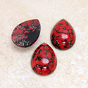 Glass Medium Dome Lampwork Cabochon - Pear 18x13MM RED MATRIX (03270)