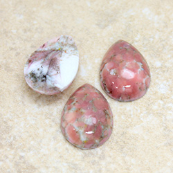 Glass Medium Dome Lampwork Cabochon - Pear 18x13MM ROSE MATRIX (03989)