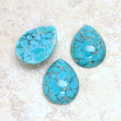 Glass Medium Dome Lampwork Cabochon - Pear 18x13MM TURQUOISE MATRIX (03191)