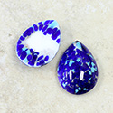 Glass Medium Dome Lampwork Cabochon - Pear 25x18MM DARK BLUE MATRIX (01224)